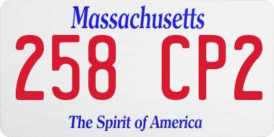 MA license plate 258CP2