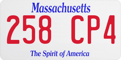MA license plate 258CP4