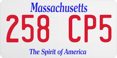 MA license plate 258CP5