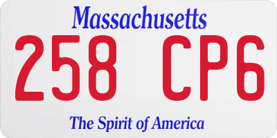 MA license plate 258CP6
