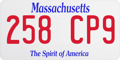 MA license plate 258CP9