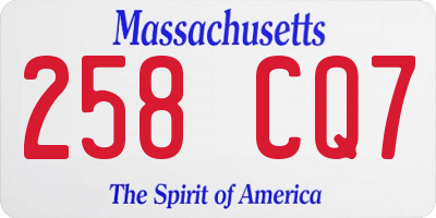 MA license plate 258CQ7