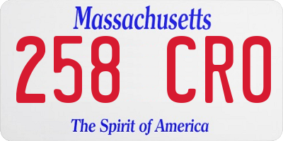 MA license plate 258CR0