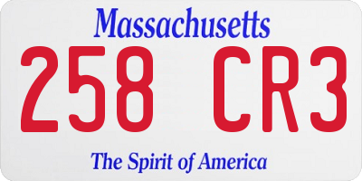 MA license plate 258CR3