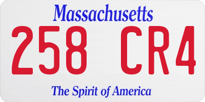 MA license plate 258CR4