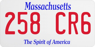 MA license plate 258CR6
