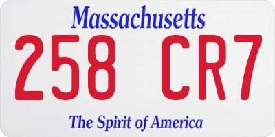 MA license plate 258CR7