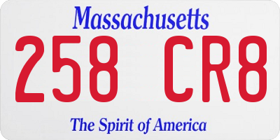 MA license plate 258CR8