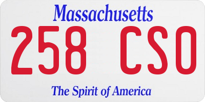 MA license plate 258CS0