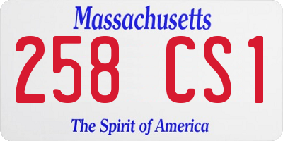 MA license plate 258CS1