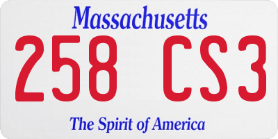 MA license plate 258CS3