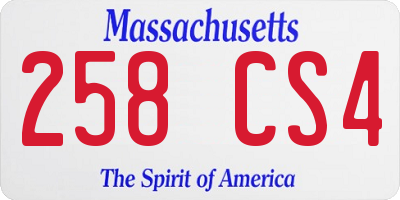 MA license plate 258CS4