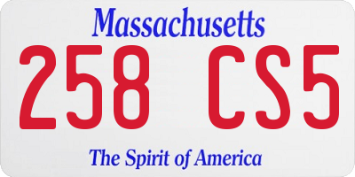 MA license plate 258CS5