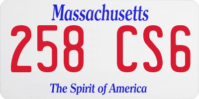 MA license plate 258CS6
