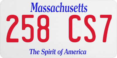 MA license plate 258CS7
