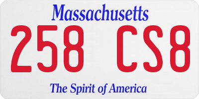 MA license plate 258CS8