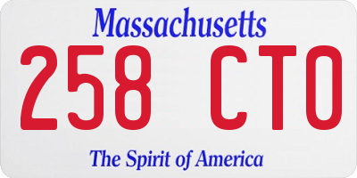 MA license plate 258CT0