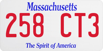 MA license plate 258CT3