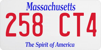 MA license plate 258CT4