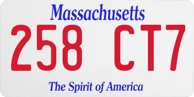 MA license plate 258CT7