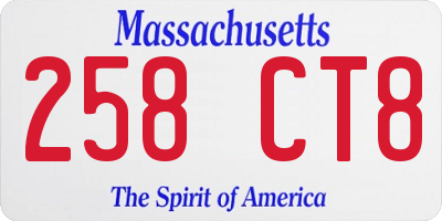 MA license plate 258CT8