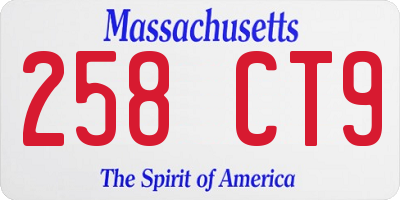 MA license plate 258CT9