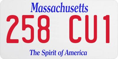 MA license plate 258CU1