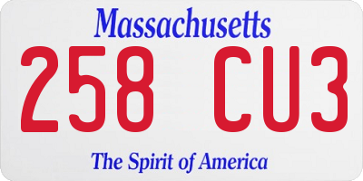 MA license plate 258CU3