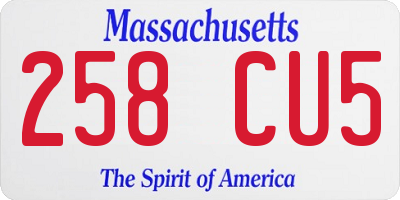 MA license plate 258CU5
