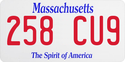 MA license plate 258CU9