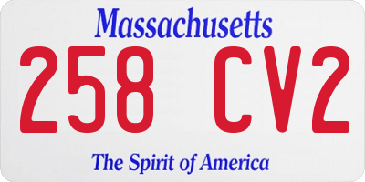 MA license plate 258CV2