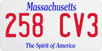 MA license plate 258CV3
