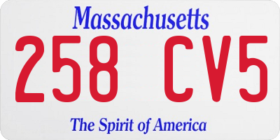 MA license plate 258CV5
