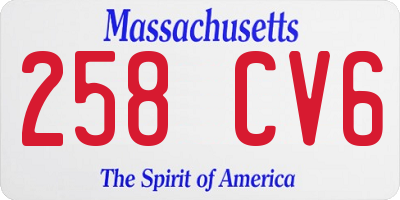 MA license plate 258CV6