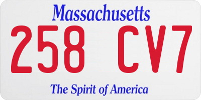 MA license plate 258CV7