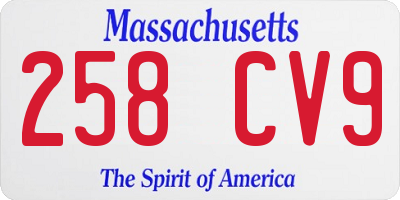 MA license plate 258CV9