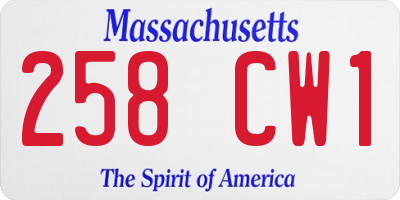 MA license plate 258CW1