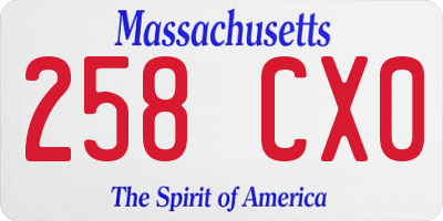 MA license plate 258CX0