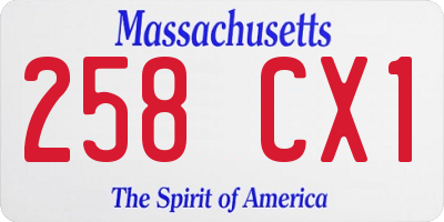 MA license plate 258CX1