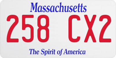 MA license plate 258CX2