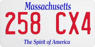 MA license plate 258CX4