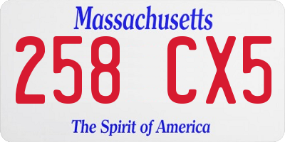MA license plate 258CX5