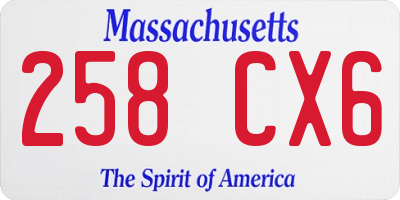 MA license plate 258CX6