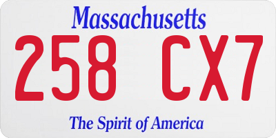 MA license plate 258CX7
