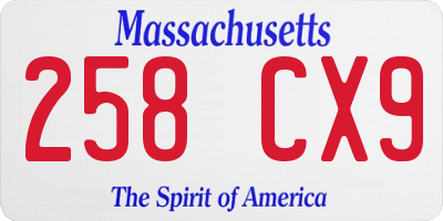 MA license plate 258CX9