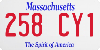 MA license plate 258CY1