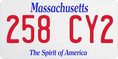 MA license plate 258CY2