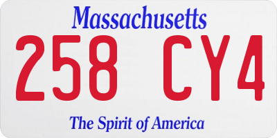 MA license plate 258CY4