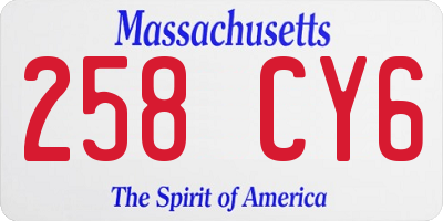 MA license plate 258CY6