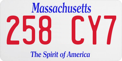 MA license plate 258CY7